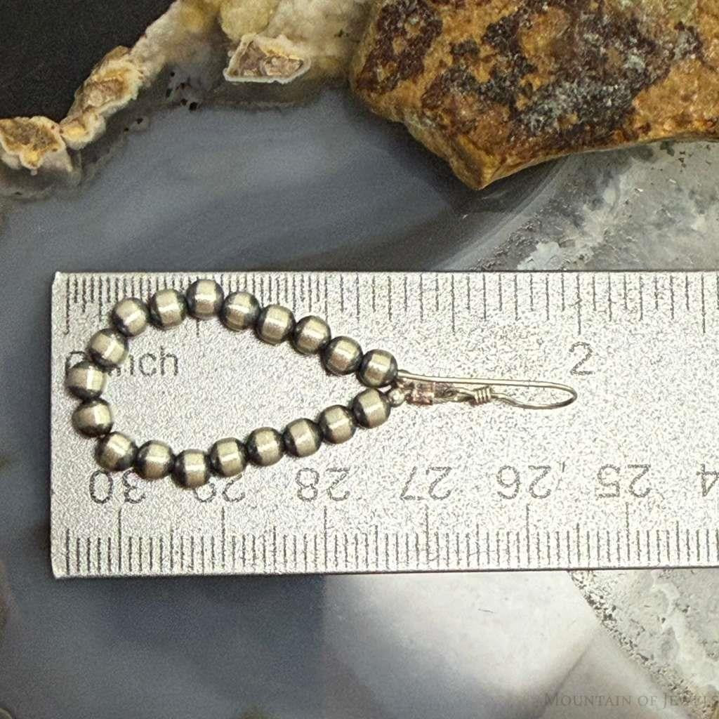 Sterling Silver Southwestern Style 4mm Navajo Pearl Bead Hoop Earrings For Women