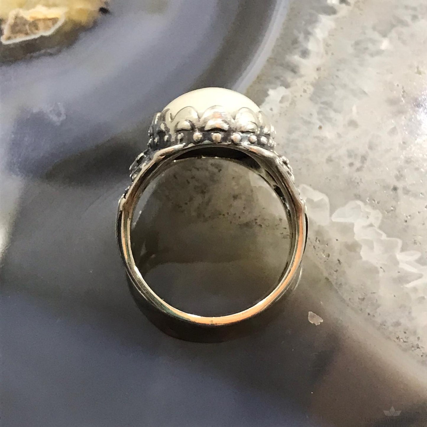 Carolyn Pollack Sterling Silver Oval White Jasper Dome Ring Size 9 For Women