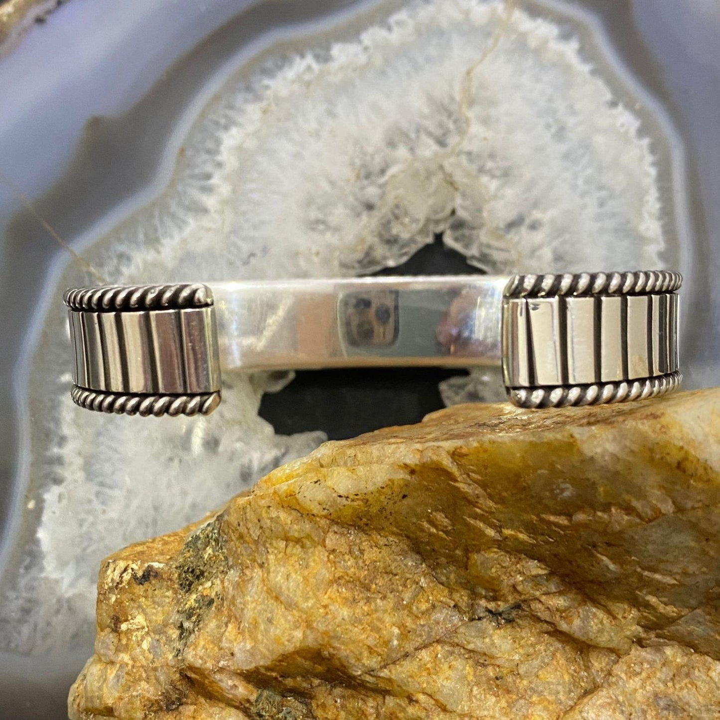 Artie Yellowhorse Native American Sterling Silver Engraved Bracelet For Women