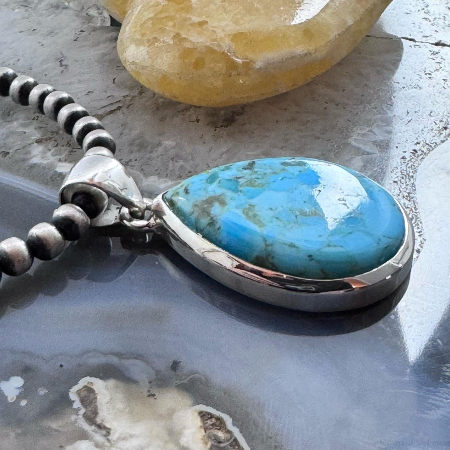 Sterling Silver Southwestern Style Teardrop Apatite Decorated Pendant For Women