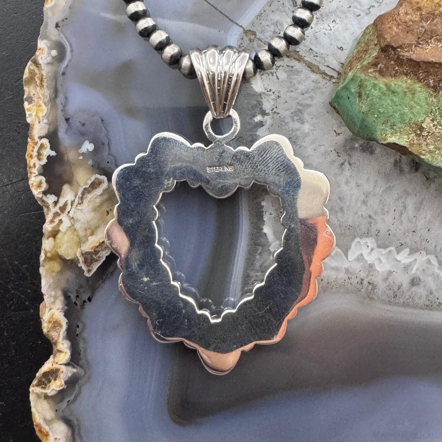 Native American Sterling Silver Phosphosiderite Heart Shape Pendant For Women
