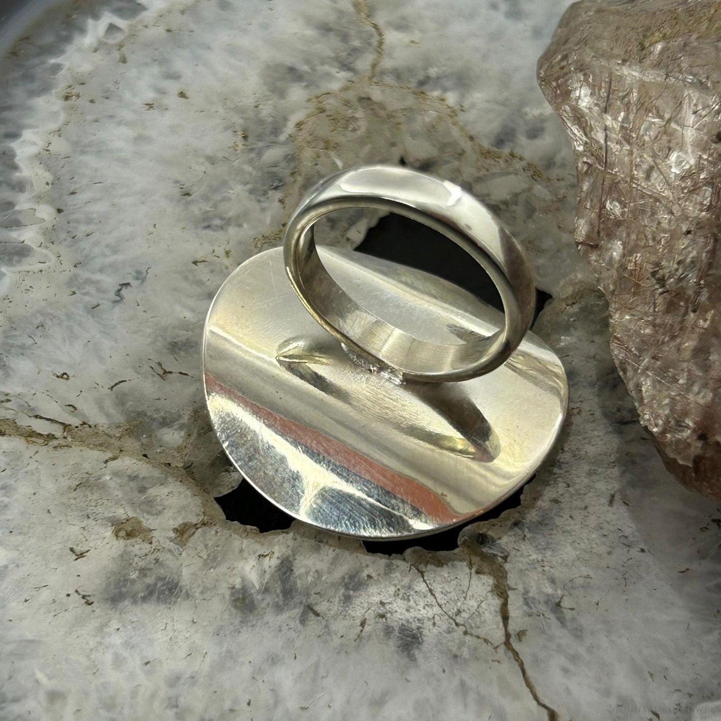 Sterling Silver Smooth & Hammered Stacked Round Ring For Women, Taxco Mexico