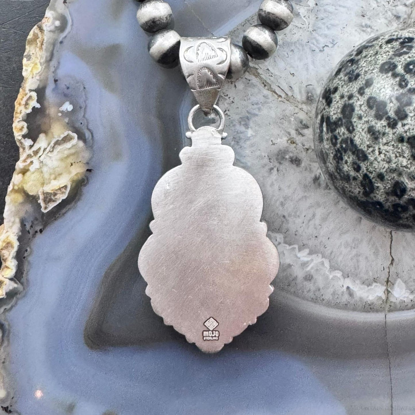 Sterling Silver Southwestern Style Teardrop Plume Doublet Agate Decorated Pendant For Women