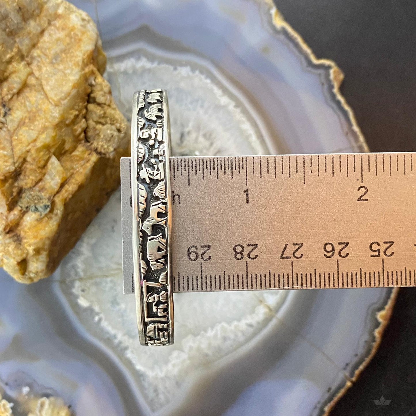 Vintage Signed Native American Sterling Silver Storyteller Bracelet For Women