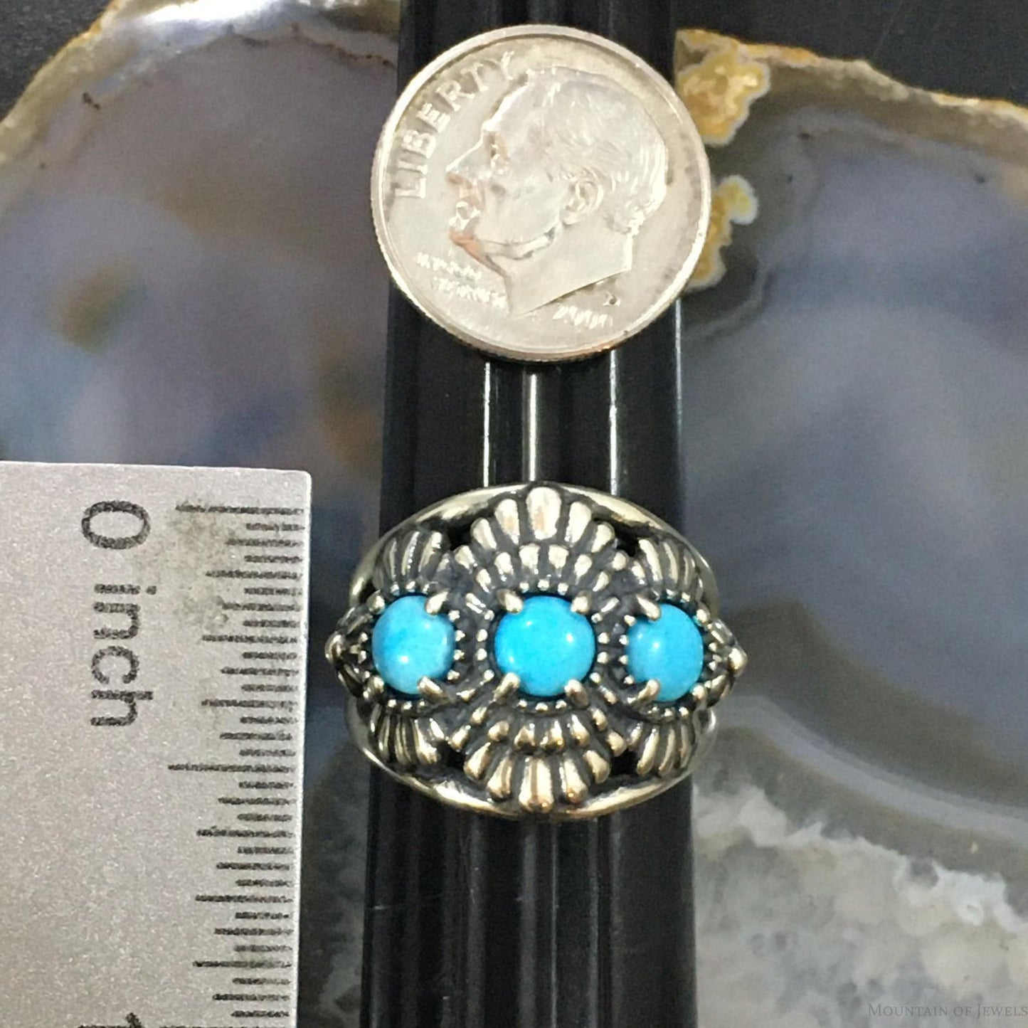 Carolyn Pollack Vintage Southwestern Style Sterling Silver Sleeping Beauty Turquoise Ring For Women