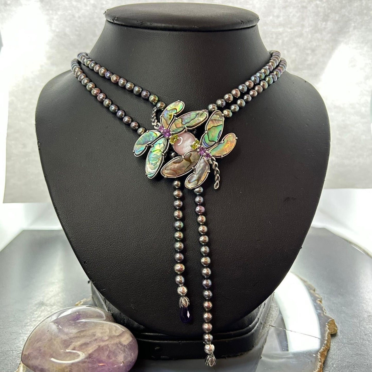 Carolyn Pollack Southwestern Style Sterling Silver Abalone Dragonflies Necklace For Women