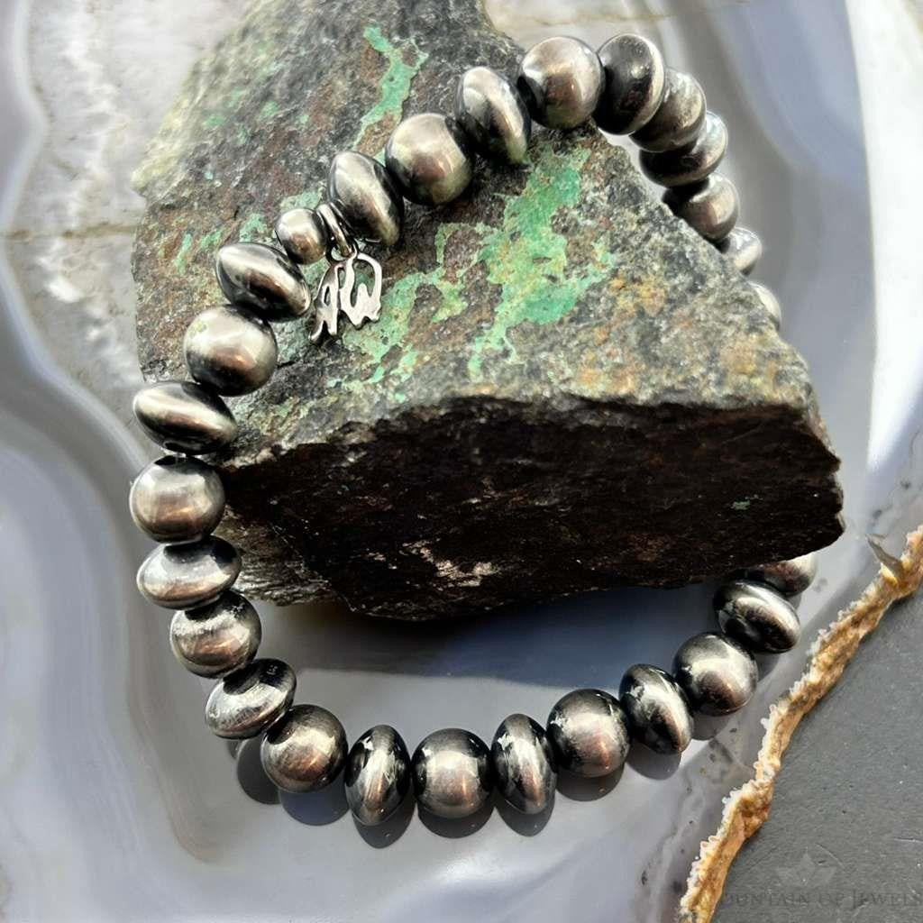 Carolyn Pollack Sterling Silver Navajo Pearl Style Beads Stretch Bracelet For Women