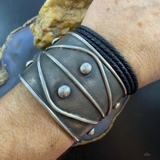 Tawney Cruz-Willie Native American Sterling Heavy Gauge Wide Unisex Bracelet
