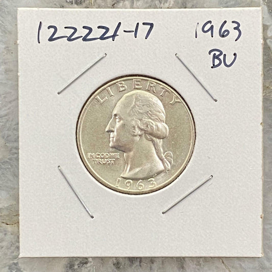 1963 US Washington Quarter Dollar Coin .900 Silver BU #122221-17