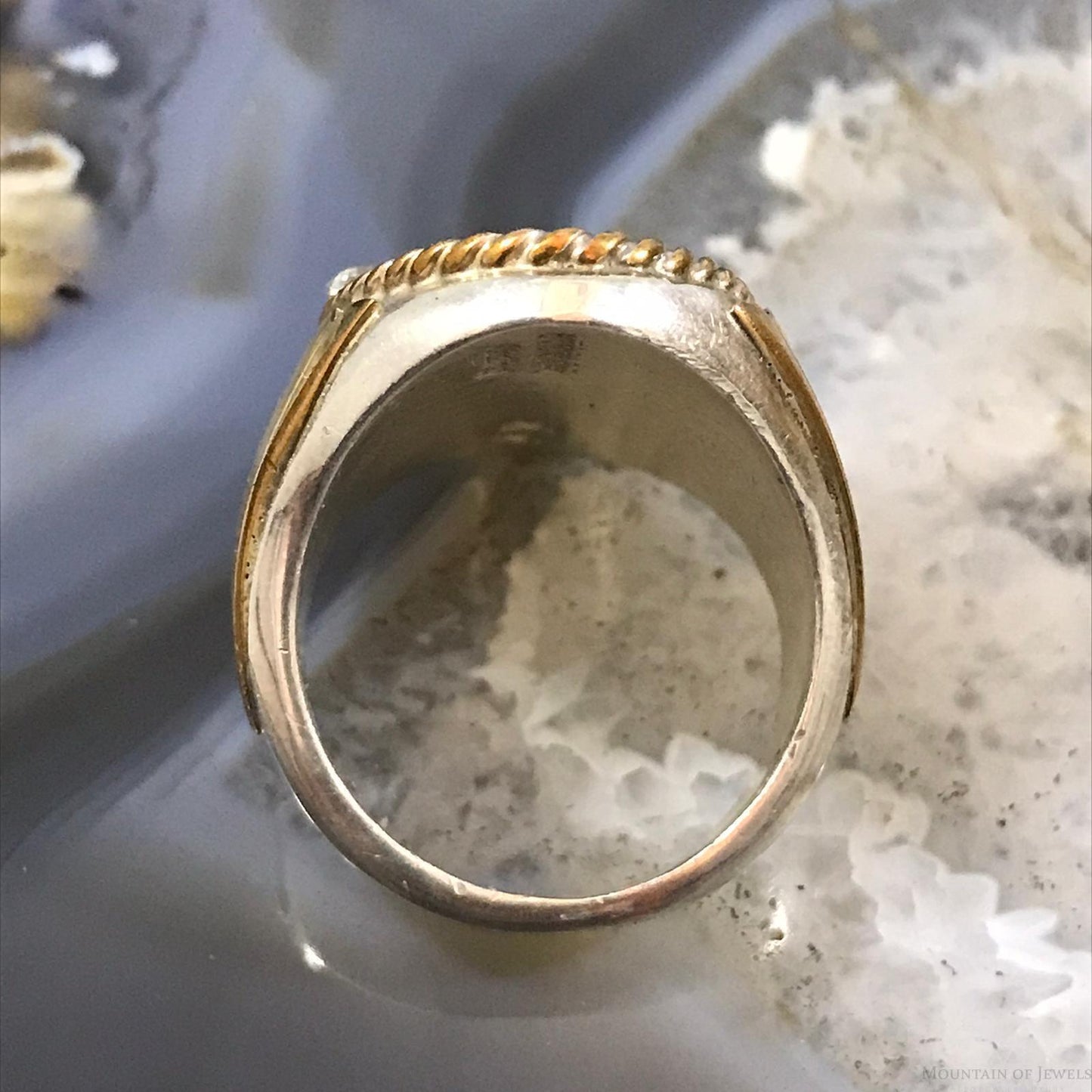 Vintage Helen Harris Sterling & Gold Filled Eagle Shield Ring Size 9.5 For Men