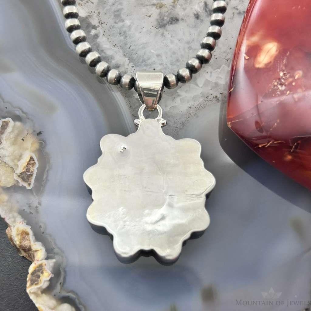 Sterling Silver Southwestern Style Mohave Turquoise Cluster Pendant For Women