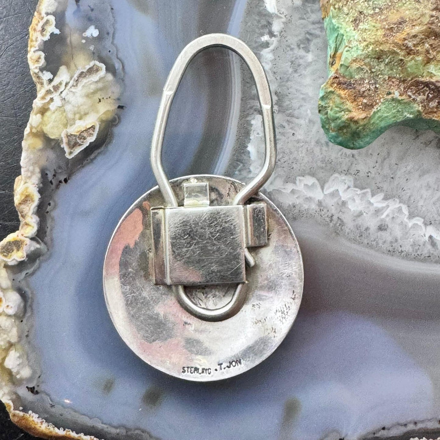 Vintage Tillie Jon Native American Sterling Silver Overlay Rez Life Keyring