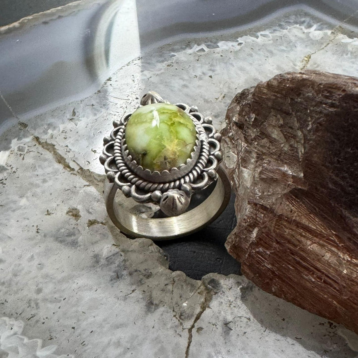 Sterling Silver Southwestern Style Palamino Decorated Adjustable Ring For Women
