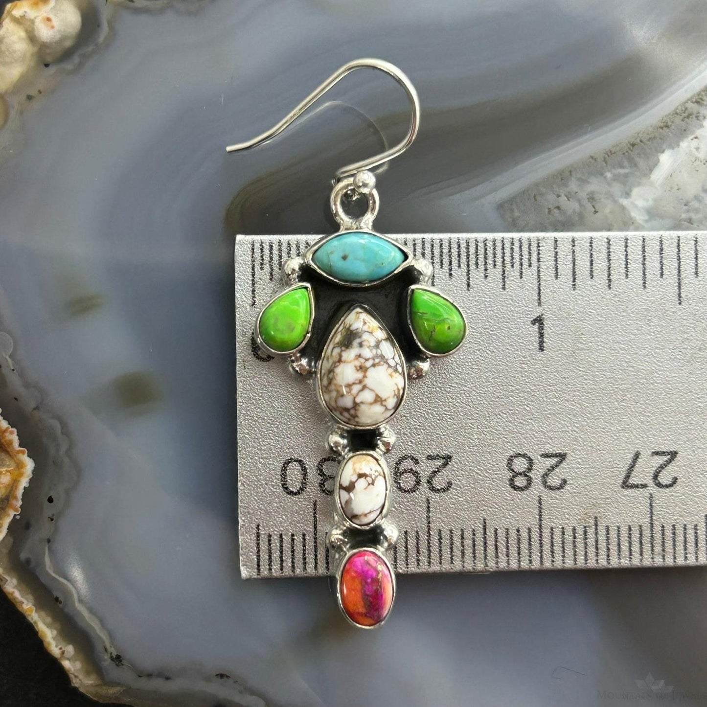 Sterling Silver Southwestern Style Multistone Dangle Earrings For Women #6