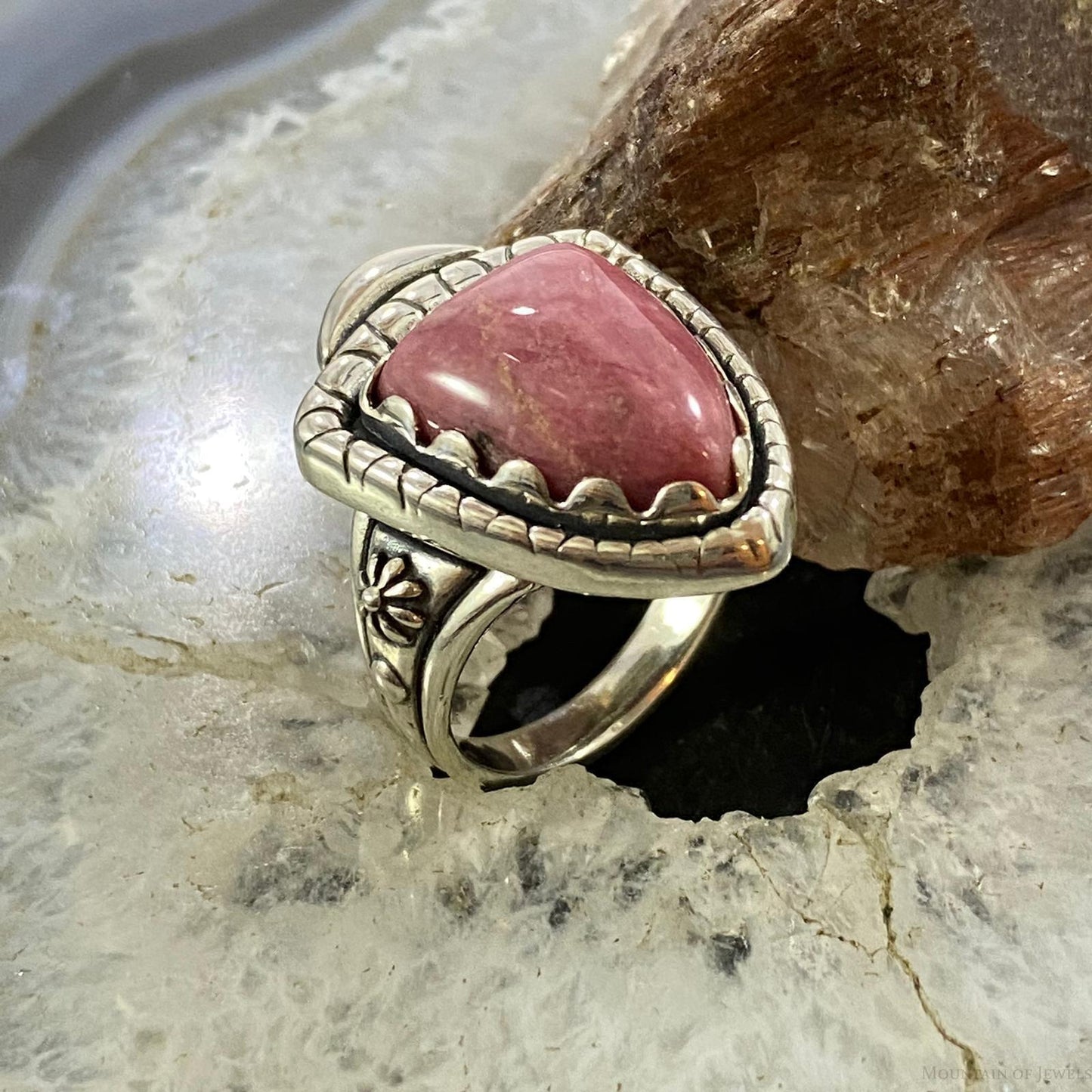 Carolyn Pollack Southwestern Style Sterling Silver Shield Rhodonite Ring Variety of Sizes
