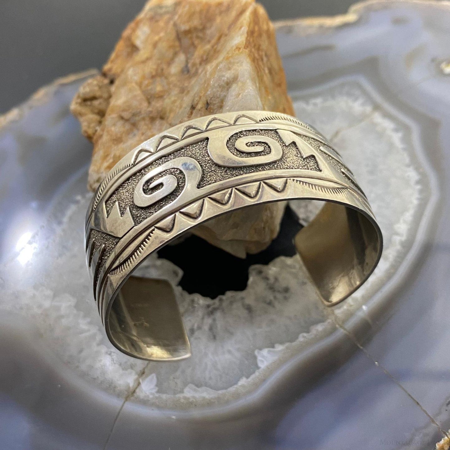 Gibson Gene Navajo Vintage Native American Sterling Silver Overlay Bracelet