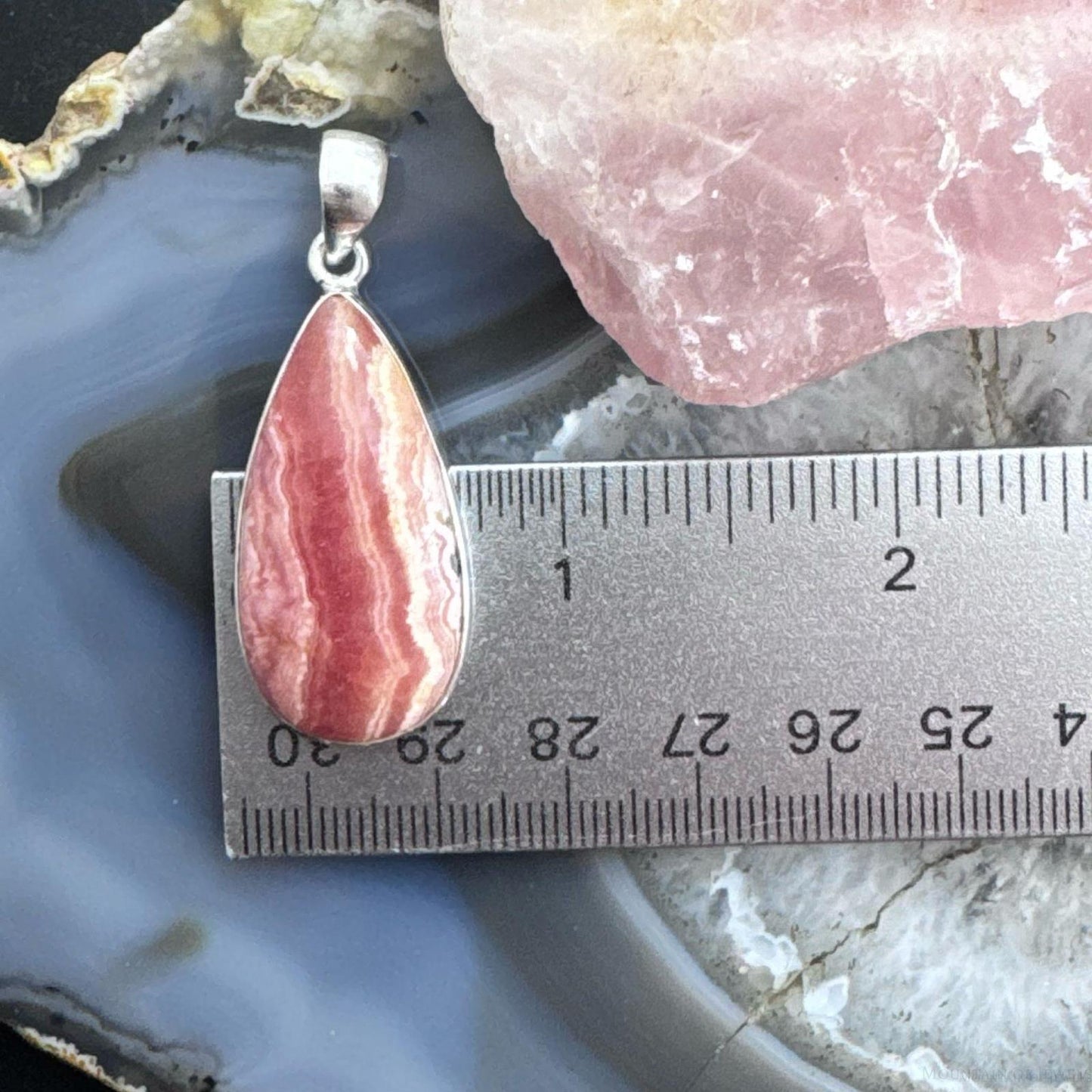 Sterling Silver Southwestern Style Teardrop Rhodochrosite Pendant For Women