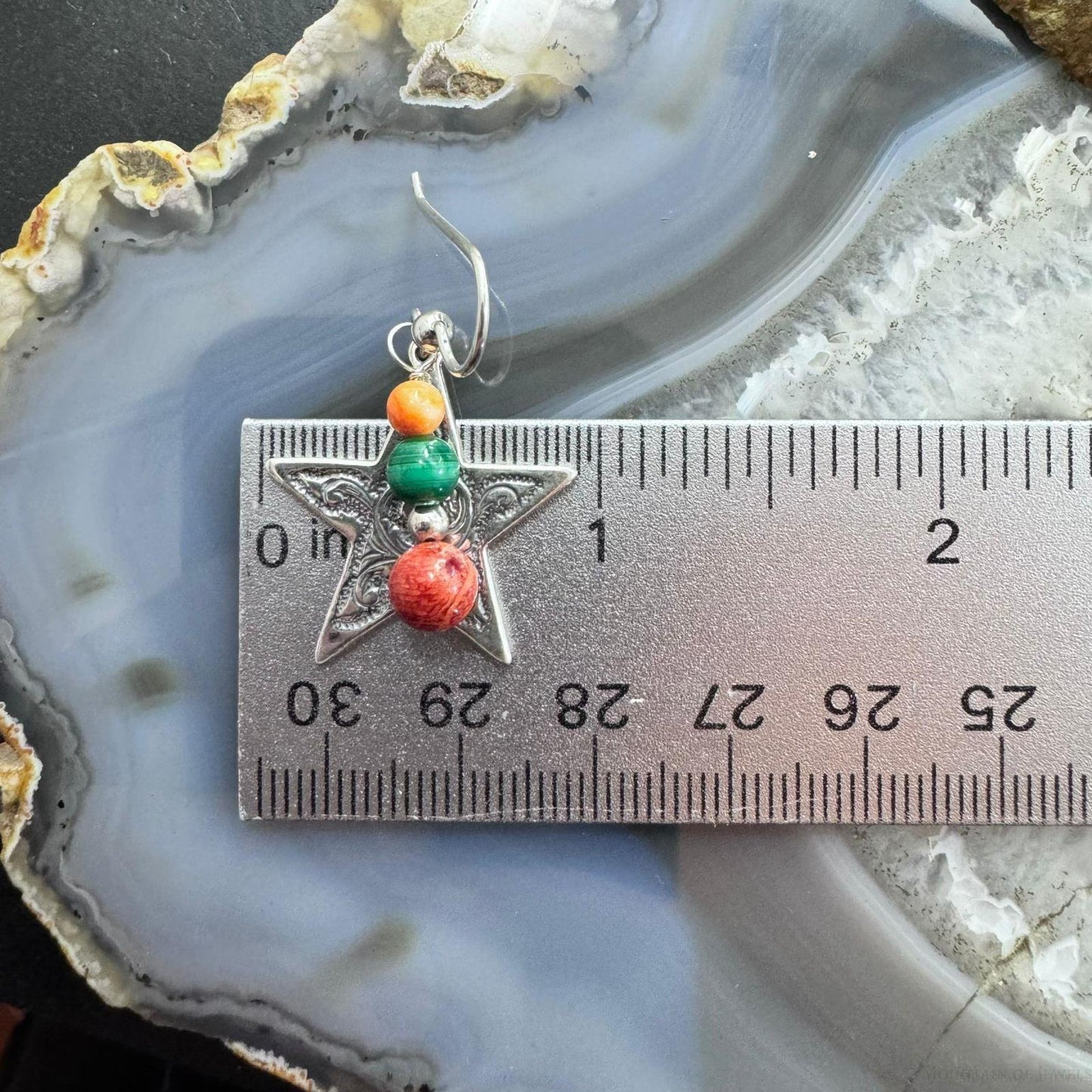 Carolyn Pollack Sterling Silver Star With Multistone Beads Dangle Earrings For Women