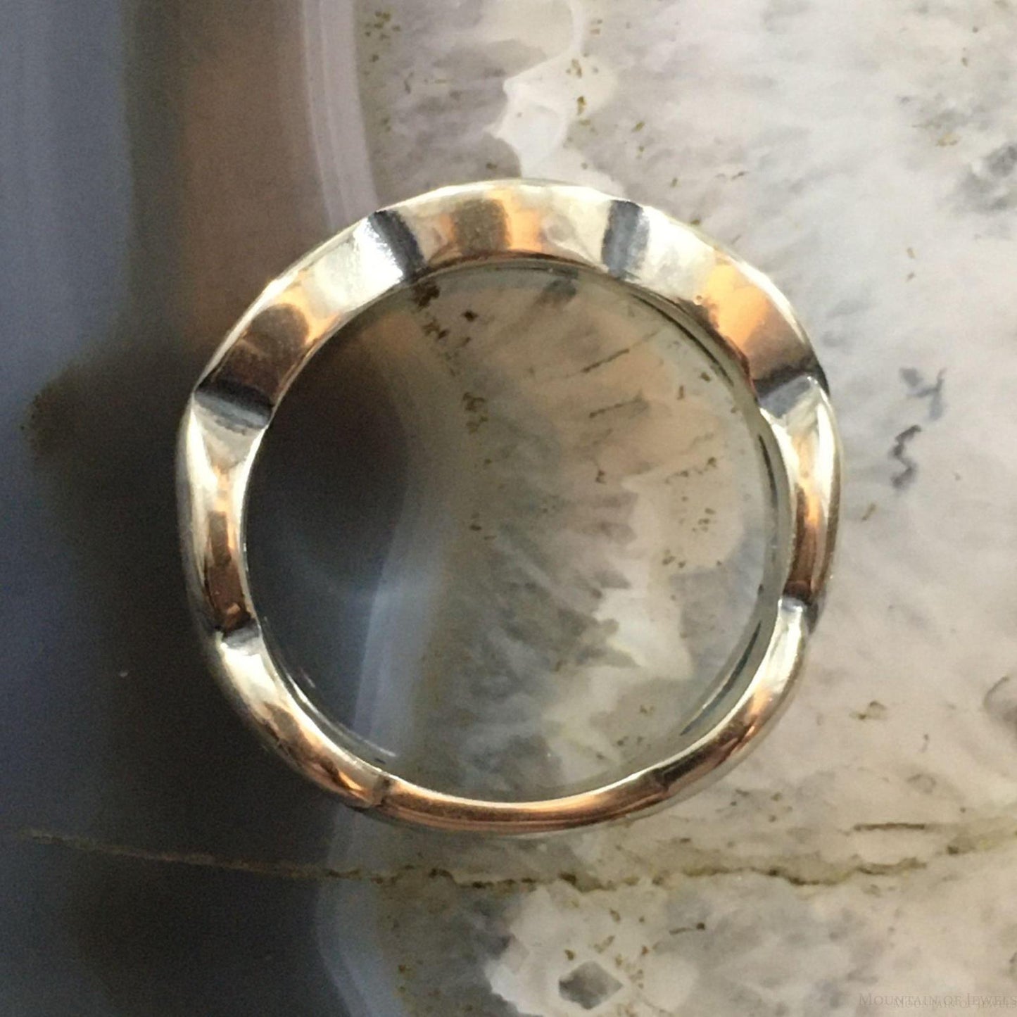 Carolyn Pollack Southwestern Style Sterling Silver Turquoise & Coral Chip Inlay Band Ring