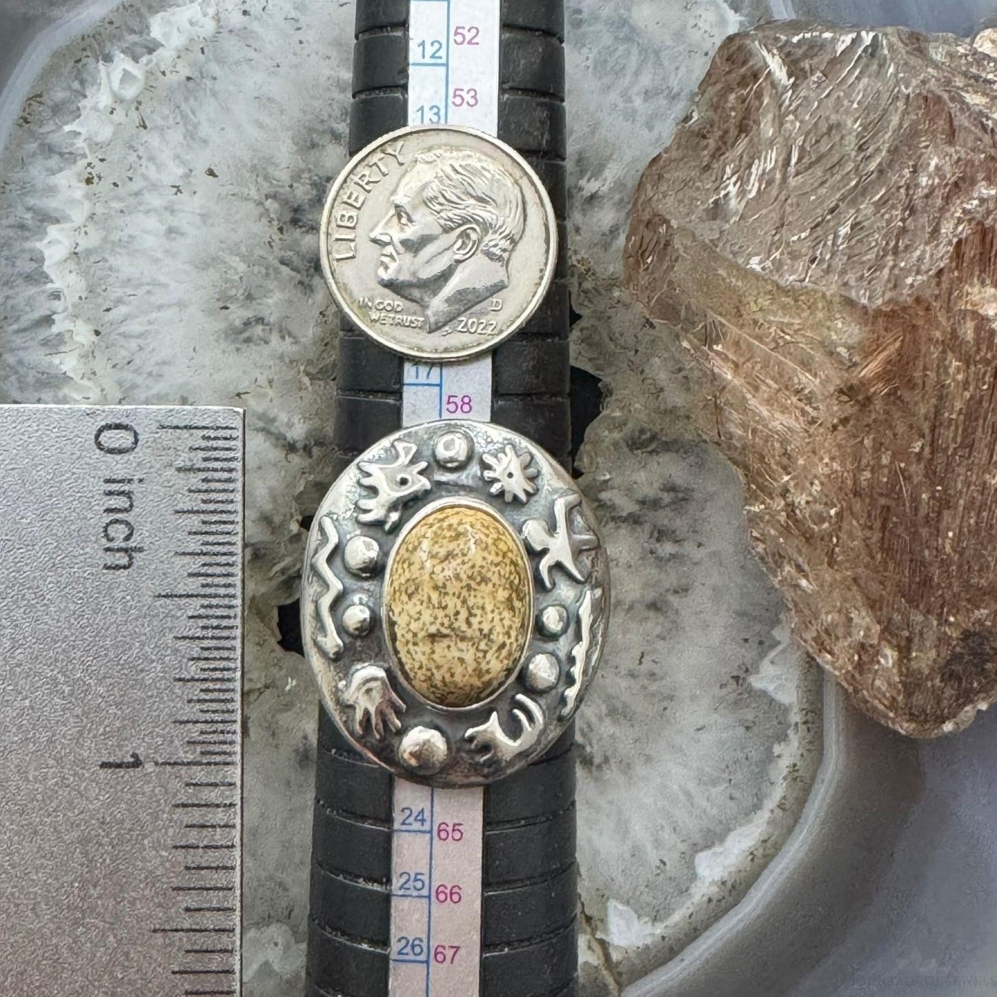 Carolyn Pollack Sterling Silver Oval Picture Jasper Petroglyph Ring For Women
