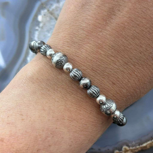 Carolyn Pollack Sterling Silver Navajo Pearl Style Beads Bracelet 7" w/Toggle For Women