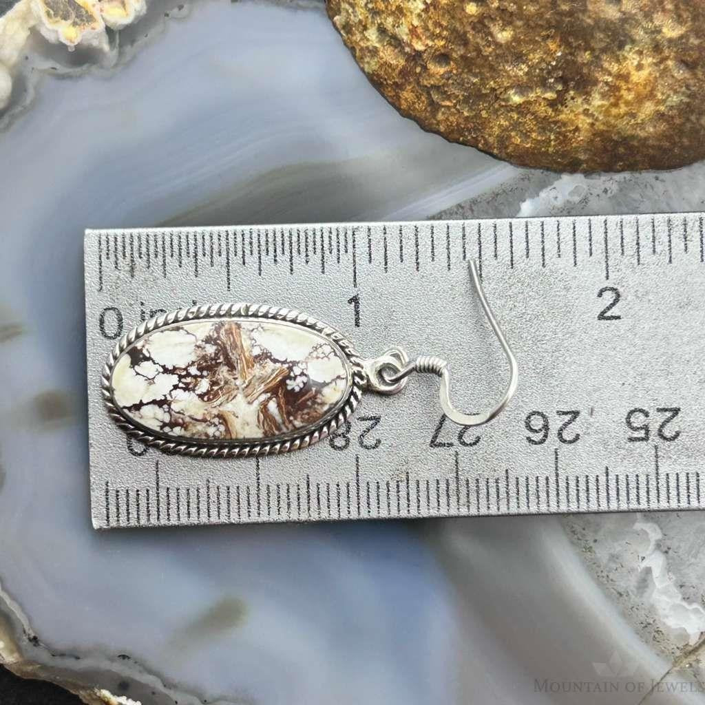 Sterling Silver Southwestern Style Oval Wild Horse Dangle Earrings For Women #1