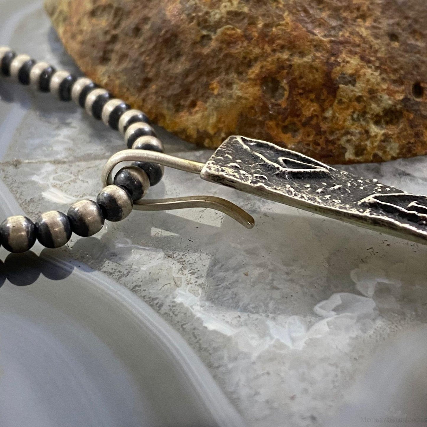 Cheyenne Custer Native American Sterling Silver Trapeze Tufa Cast Unisex Pendant