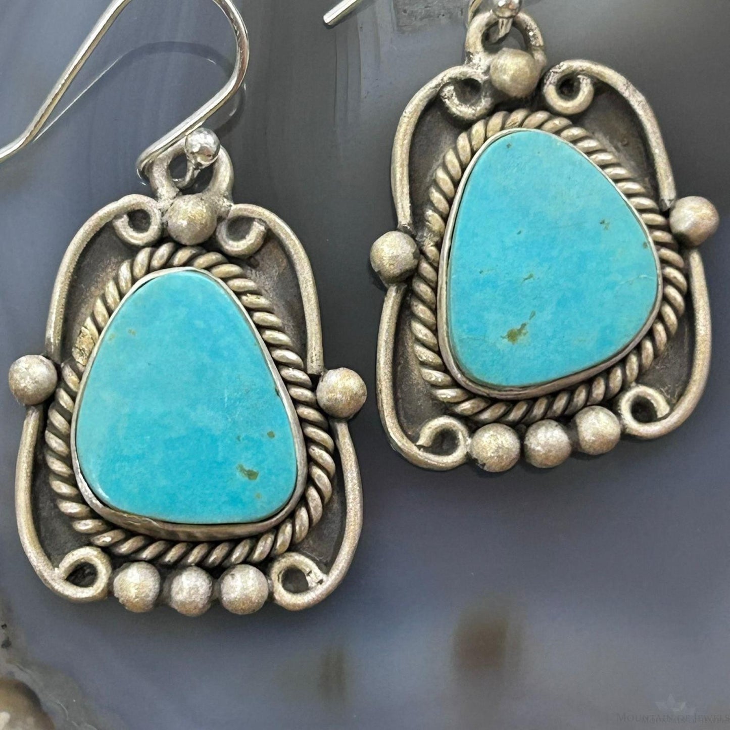 Sterling Silver Southwestern Style Turquoise Decorated Dangle Earrings For Women #3