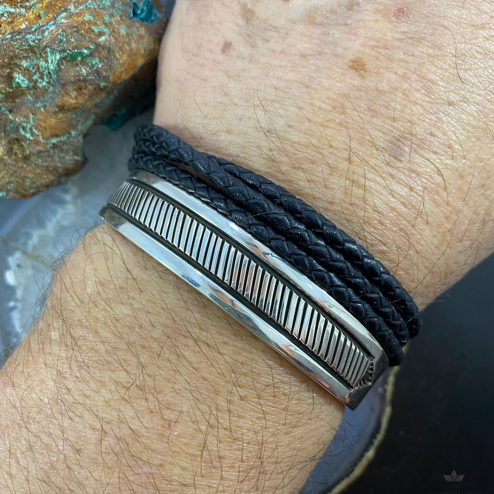 silver bracelets for men engraved