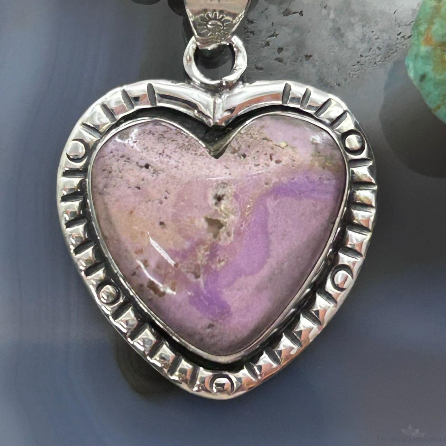 Sterling Silver Southwestern Style Phosphosiderite Heart Pendant For Women