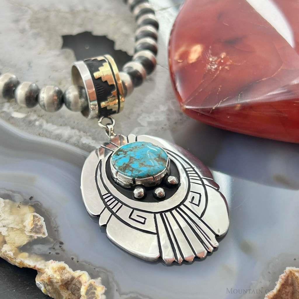 Tommy & Rosita Singer Sterling Silver Overlay w/Turquoise Unisex Pendant