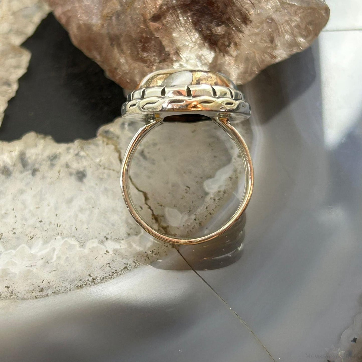 Sterling Silver Southwestern Style Oval Spiny Oyster Turquoise Ring Size 9 For Women