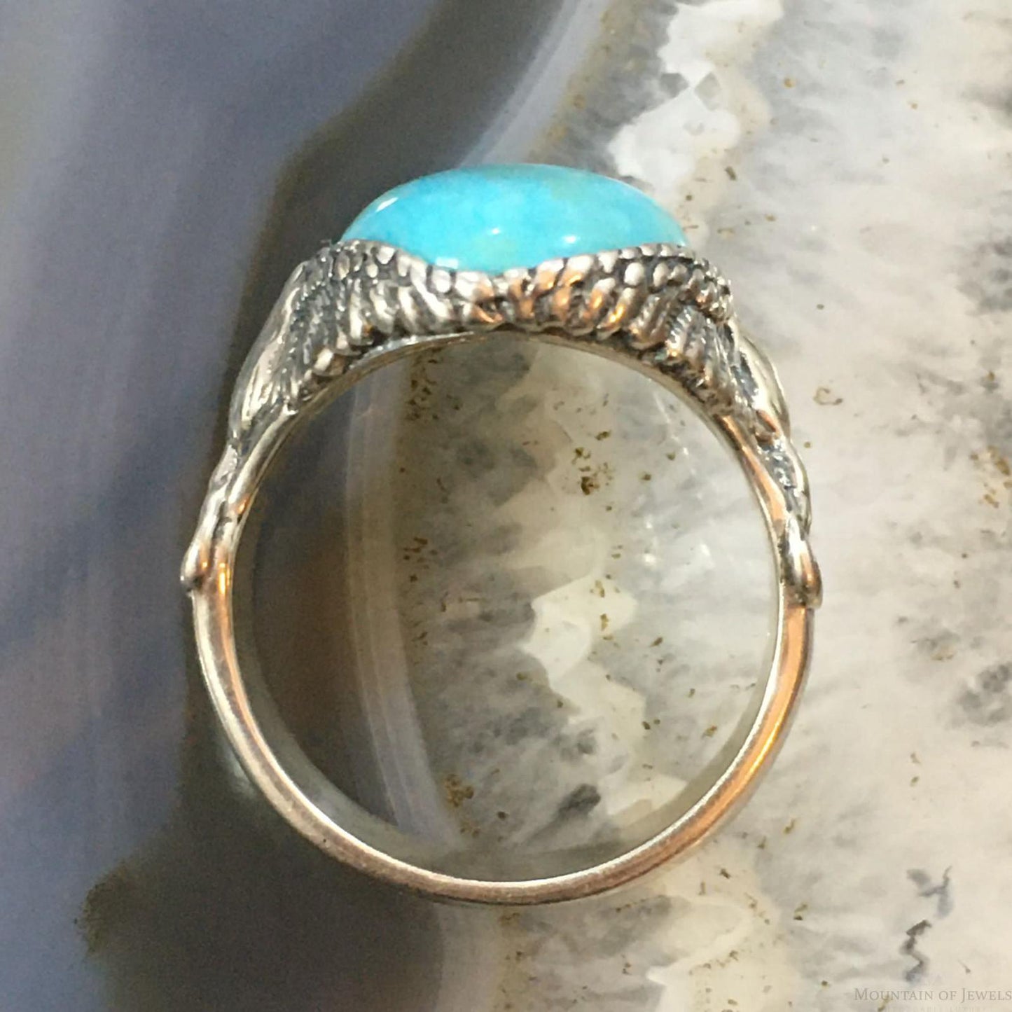 Carolyn Pollack Vintage Sterling Large Oval Turquoise Double Eagle Ring For Men