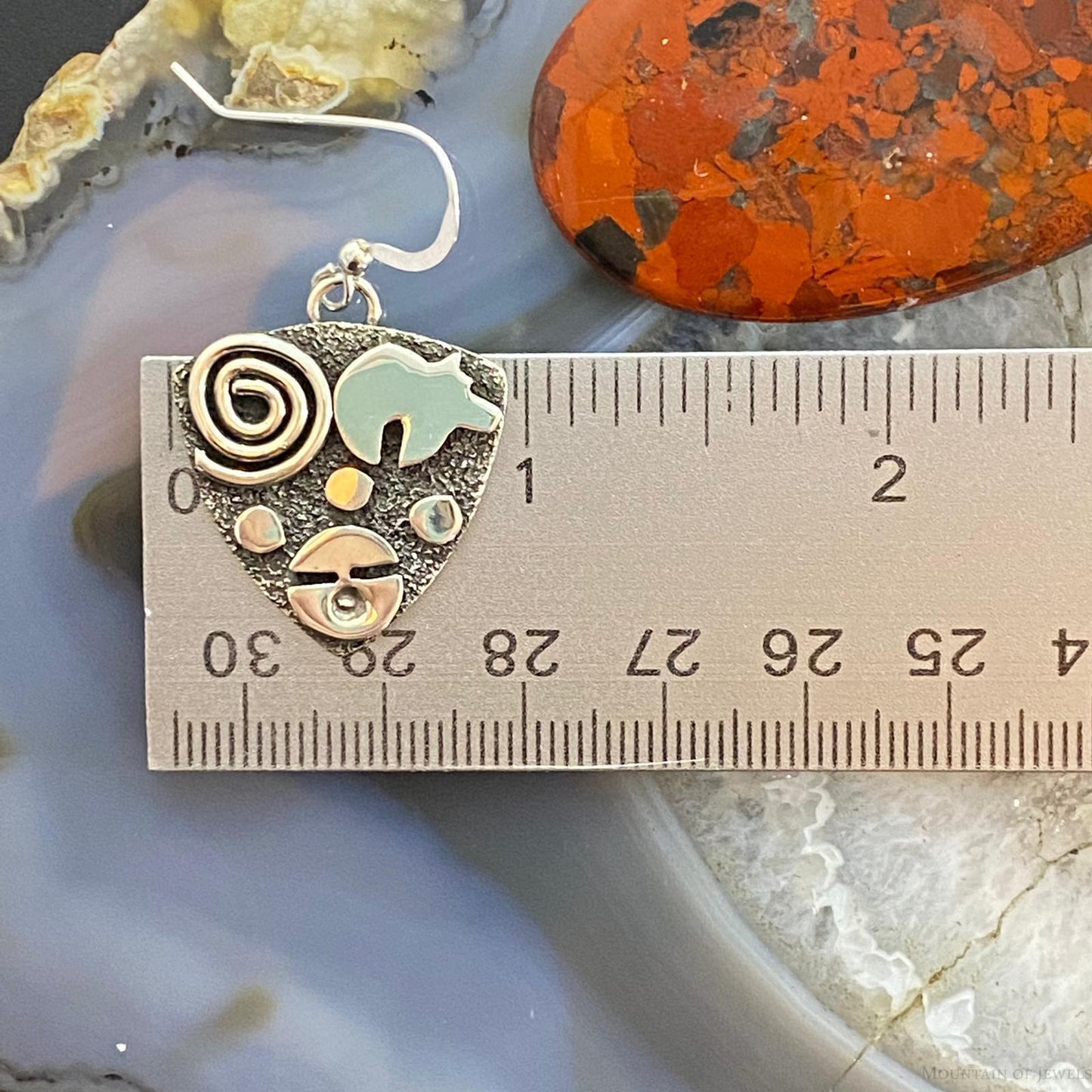 Alex Sanchez Sterling Silver Guitar Picks Petroglyph Dangle Earrings For Women #2