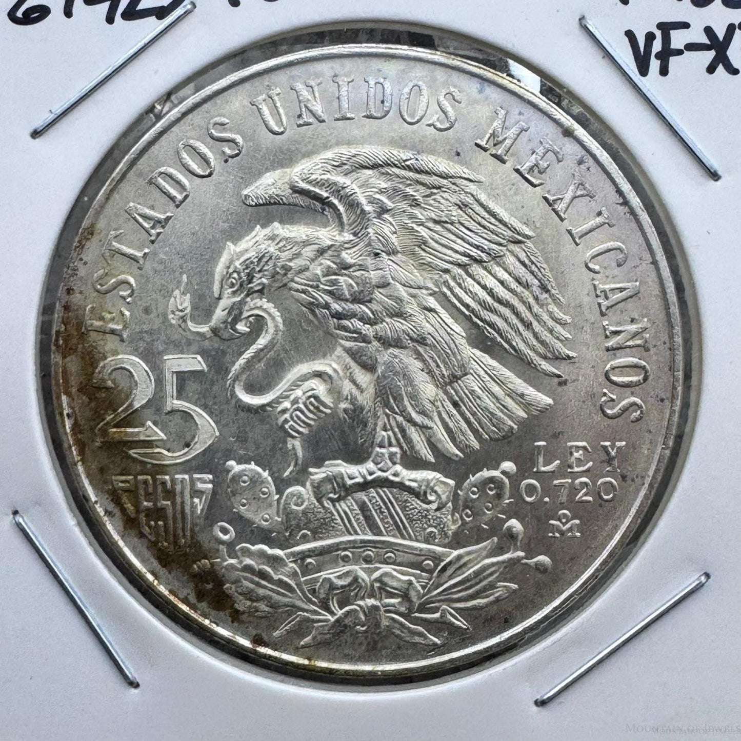 1968 Mexico 72% Silver Olympic Games 25 Pesos VF-XF #61425-1U