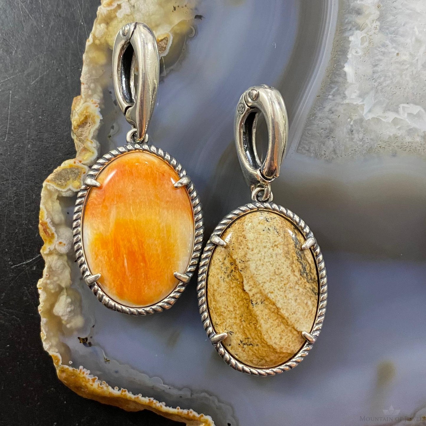 Carolyn Pollack Vintage Southwestern Style Sterling Double Sided Stone Pendant