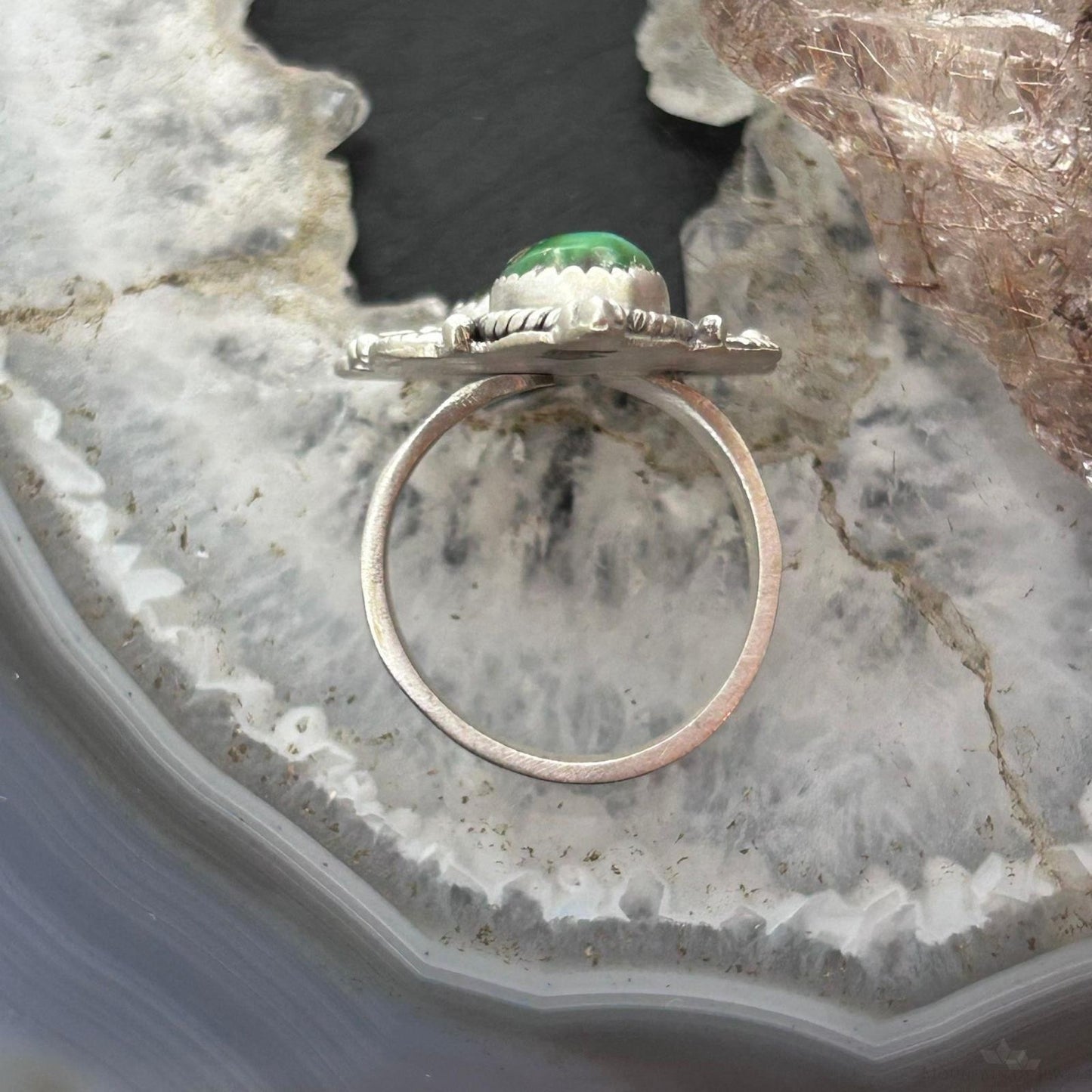 Sterling Silver Southwestern Style 2 Sonora Gold Turquoise Adjustable Ring For Women