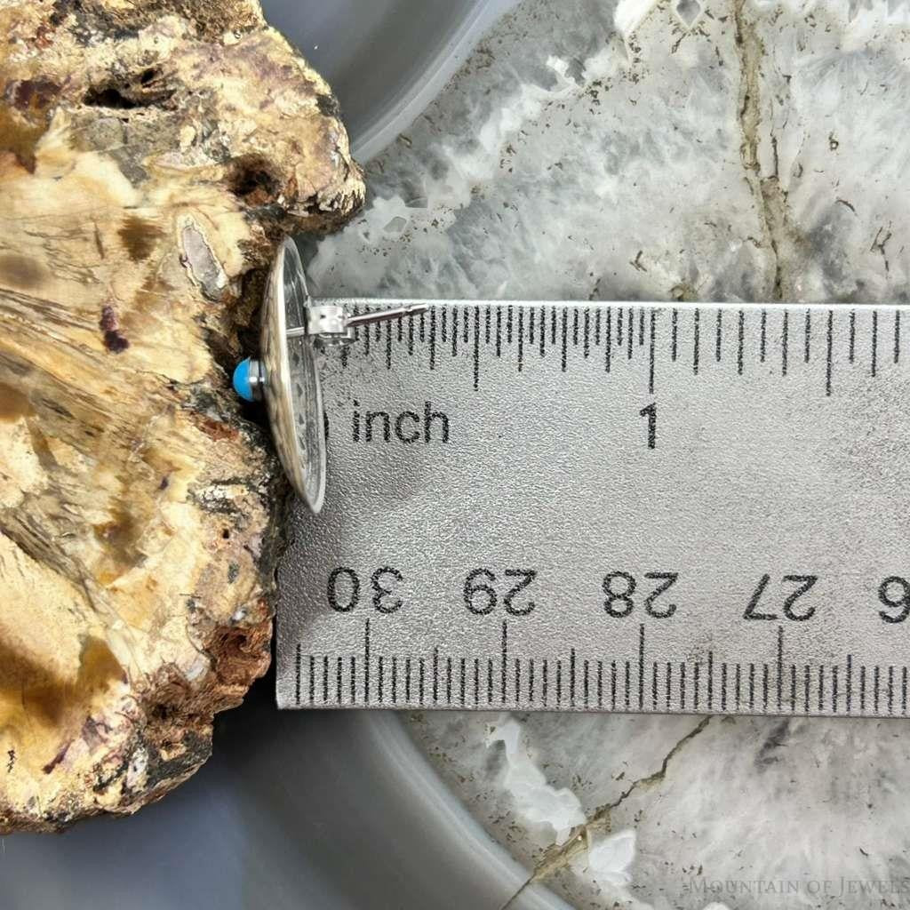 Native American Sterling Silver Concho w/Turquoise Dot Stud Earrings For Women