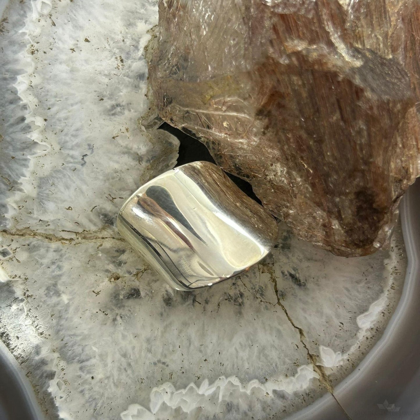 Sterling Silver Asymmetrical Cigar Band Modern Fashion Ring For Women, Taxco Mexico