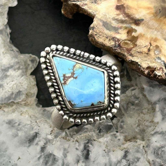 Sterling Silver Southwestern Style Kite Golden Hill Turquoise Adjustable Ring For Women