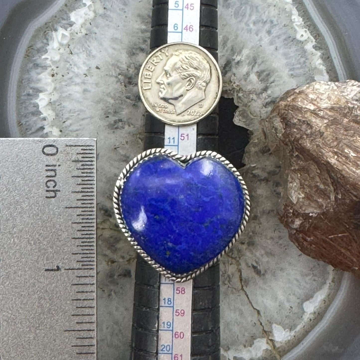 Sterling Silver Southwestern Style Lapis Heart Ring For Women