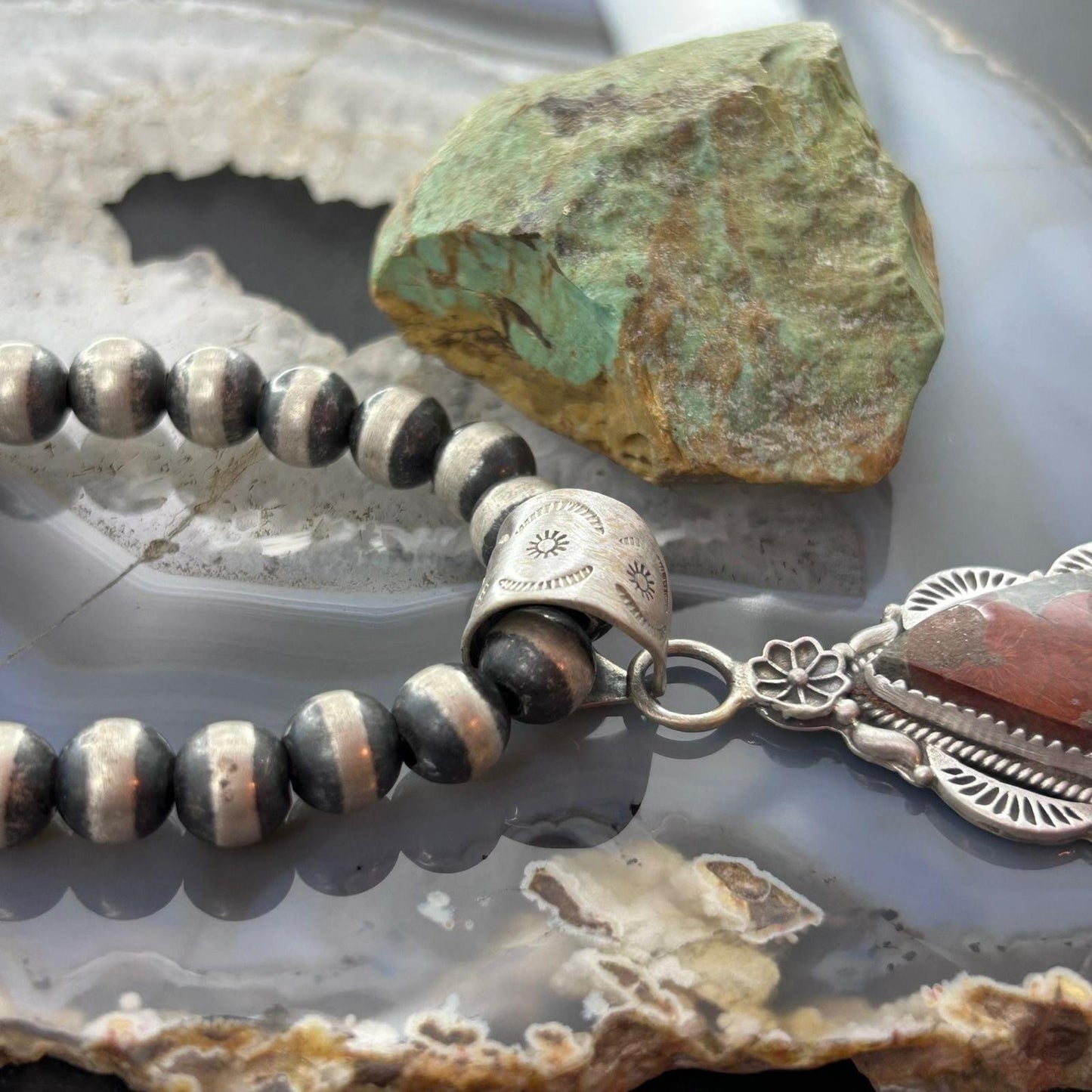 Sterling Silver Southwestern Style Teardrop Peanut Obsidian Pendant For Women