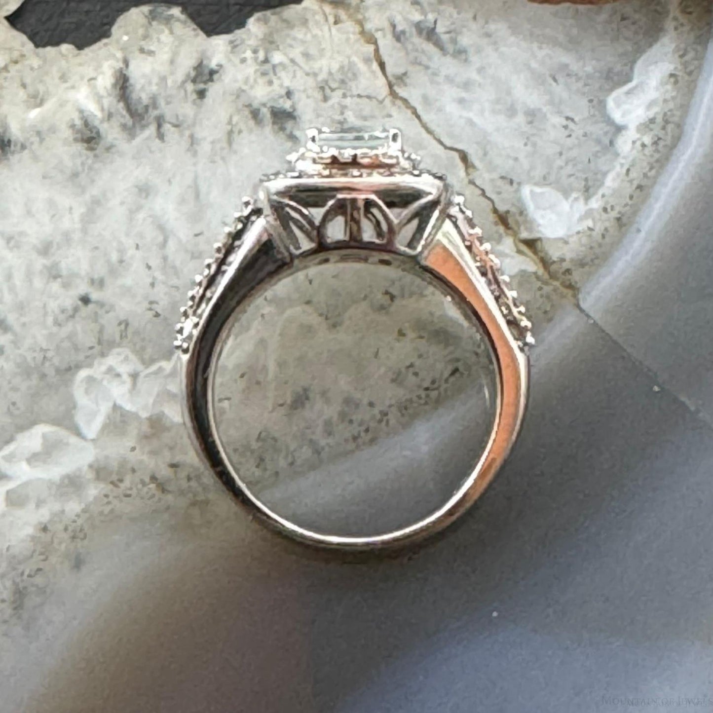 Le Vian 14K White Gold Ring with Square Aquamarine Chocolate & White Diamonds