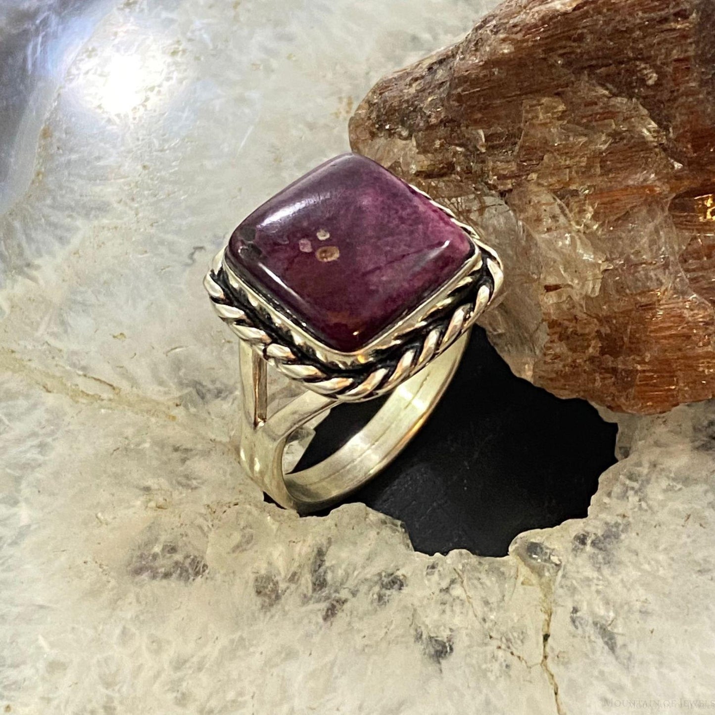 Native American Sterling Silver Purple Spiny Oyster Bar Ring Sz 9.25 For Women