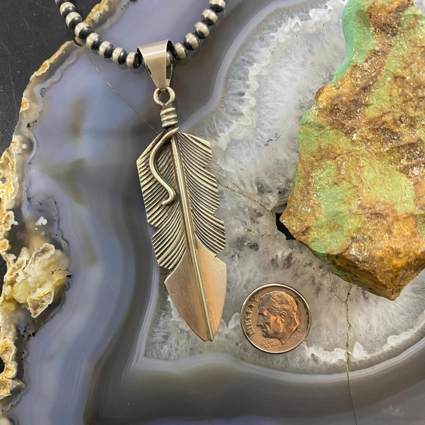 Chris Charley Native American Sterling Silver Feather Unisex Pendant