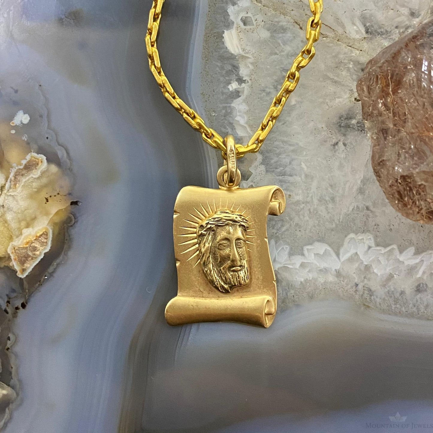 14K Yellow Gold Jesus and the Holy Scrolls Unisex Pendant