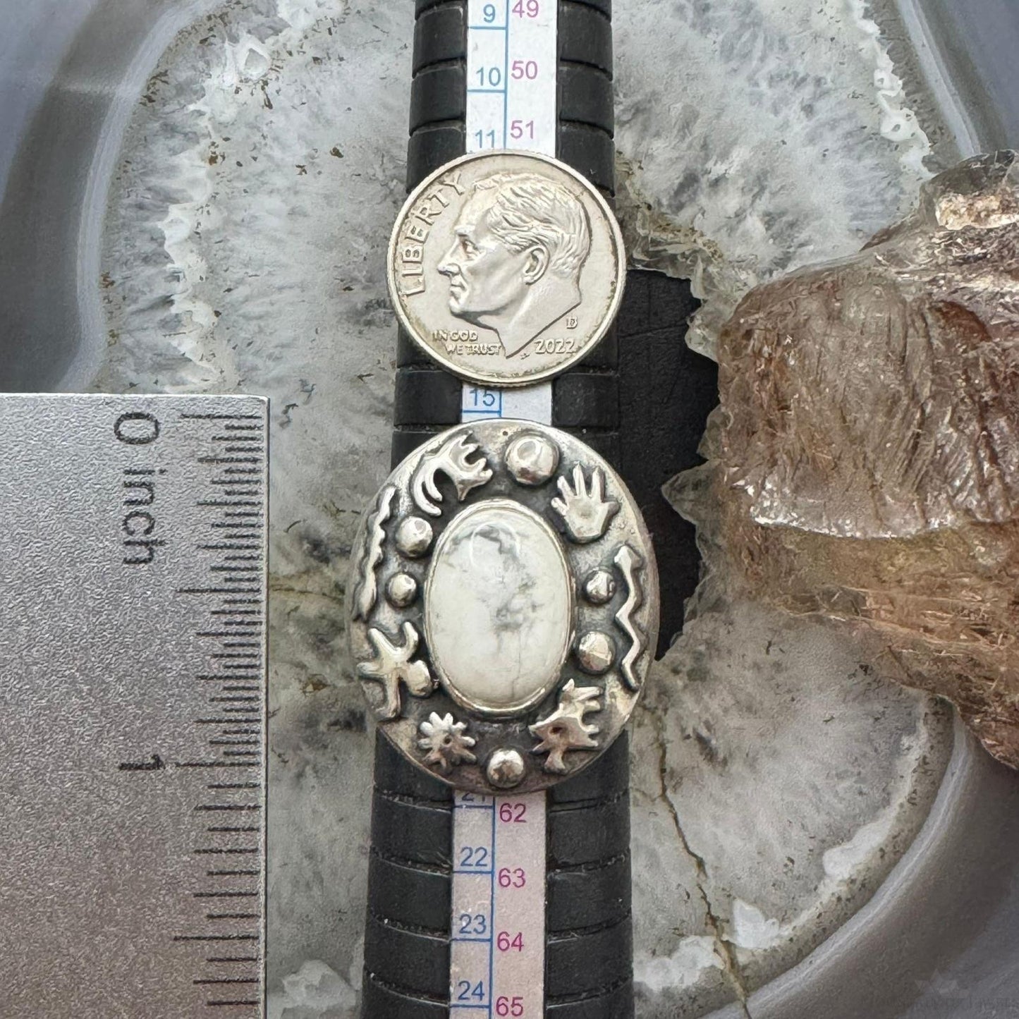 Carolyn Pollack Sterling Silver White Buffalo Petroglyph Ring Size 9 For Women