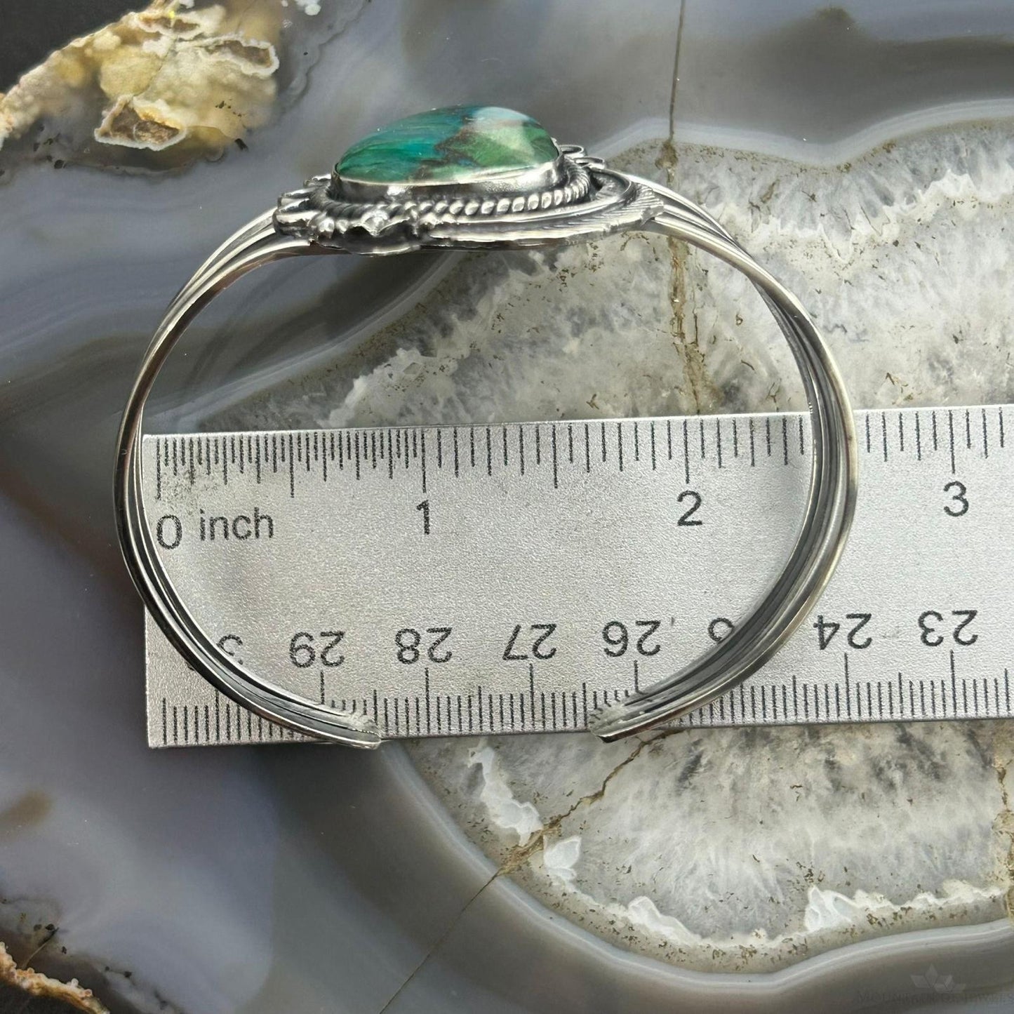 Sterling Silver Southwestern Style Large Teardrop Shattuckite Bracelet For Women #1