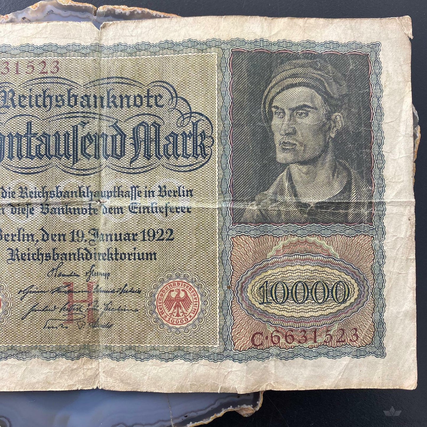 1922 Germany 10000 Marks Berlin Large Reichsbanknote, Collectible
