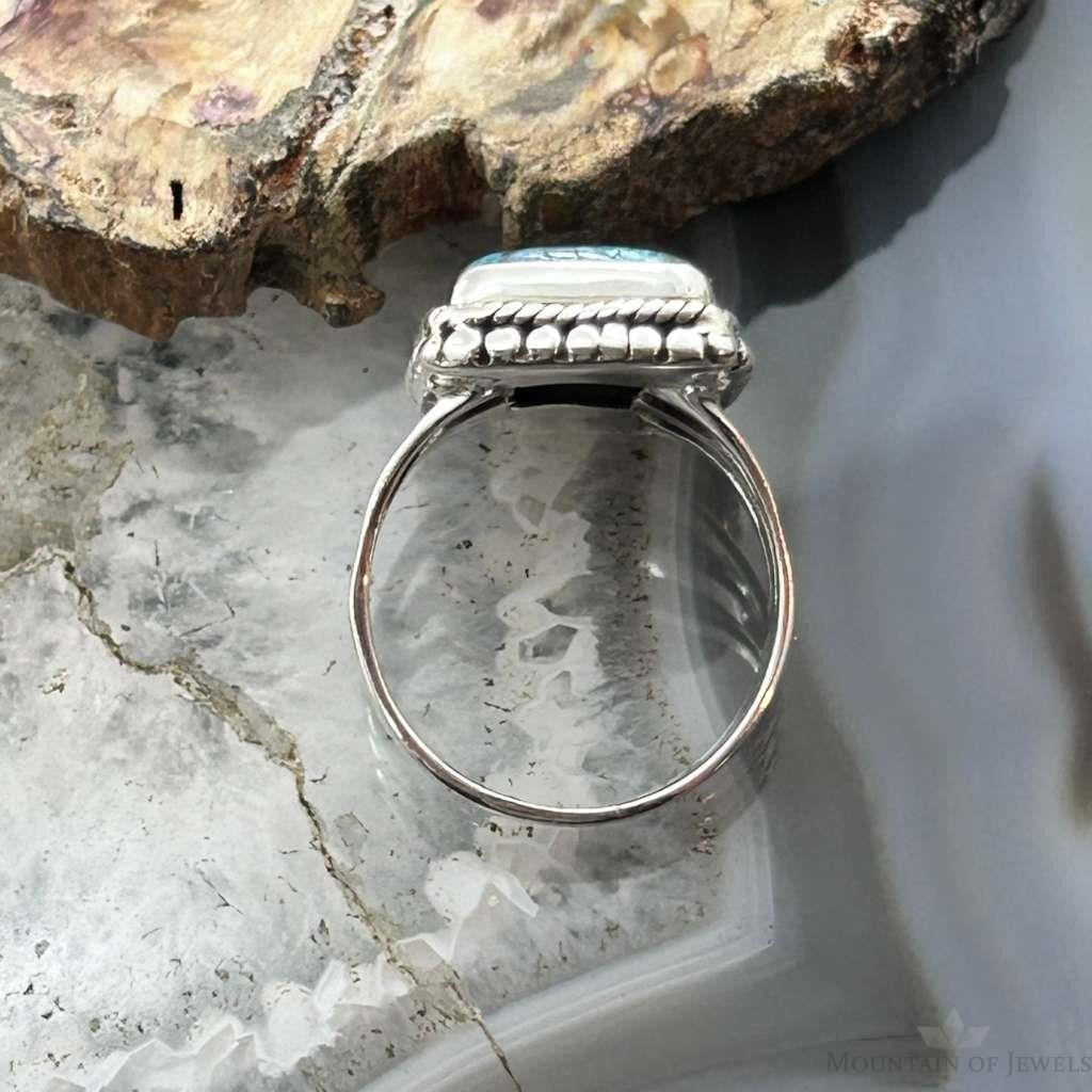 Sterling Silver Southwestern Style Shattuckite Decorated Bar Ring Size 7 For Women